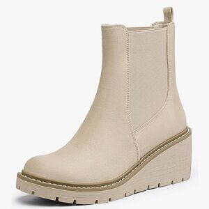 Beige Platform Ankle Boots 060